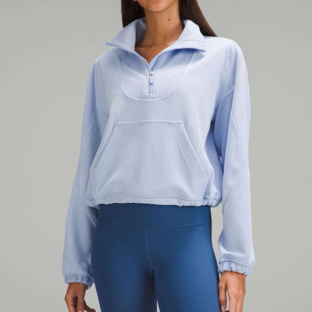 Lululemon Brushed Softstreme Ribbed Half Zip Light Blue